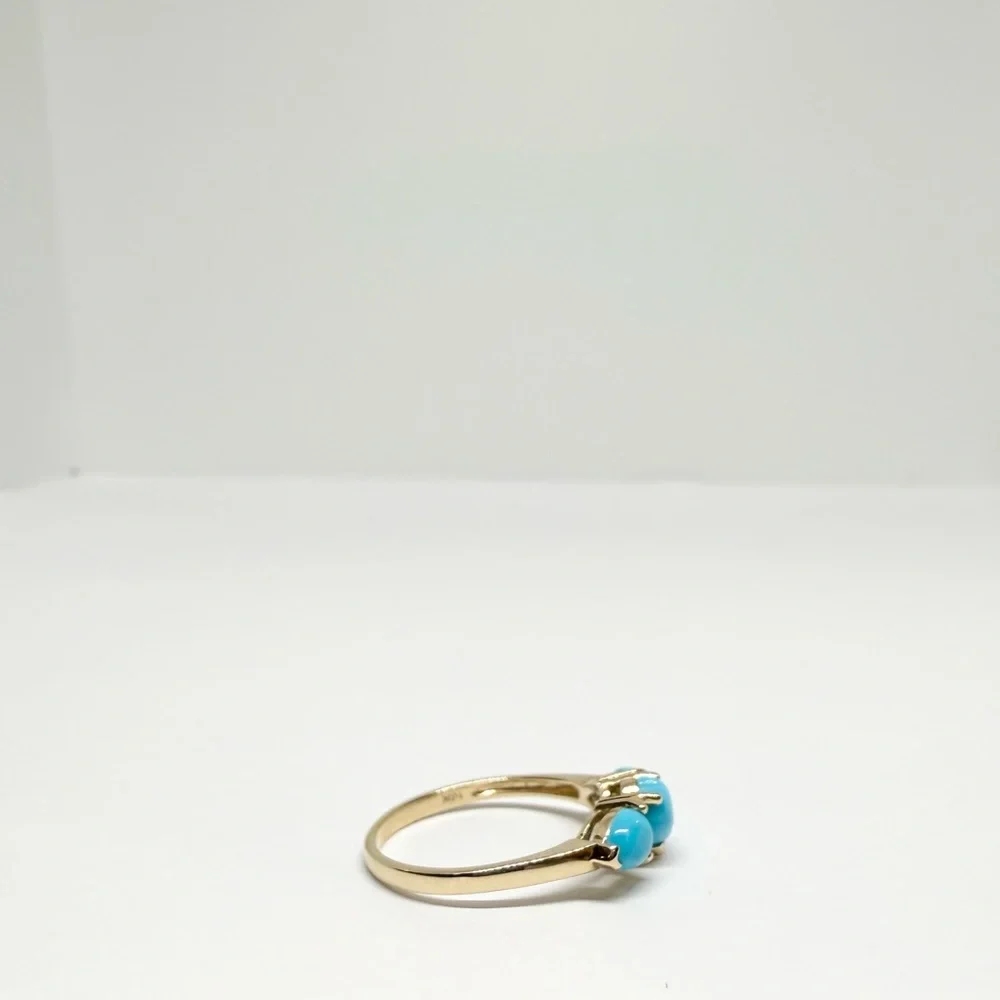 NEW Solid 10K Gold Natural Turquoise Ring - Picture 4 of 6